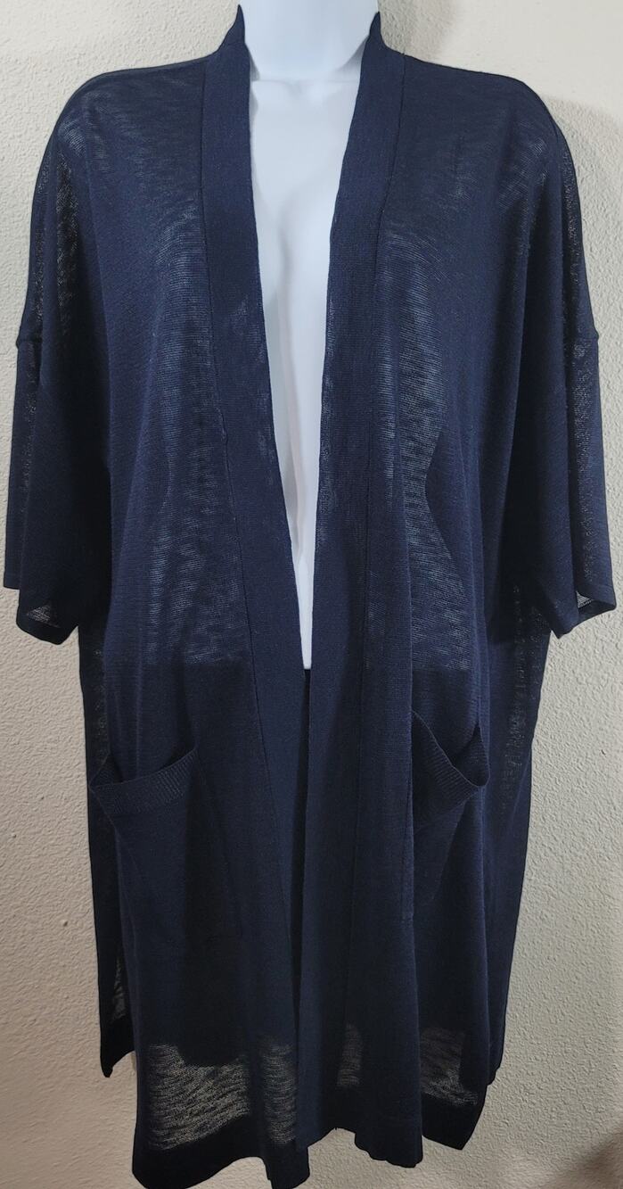 Chico's Navy Blue Open Front Cardigan Sweater 1 Medium New With Tags Lightweight